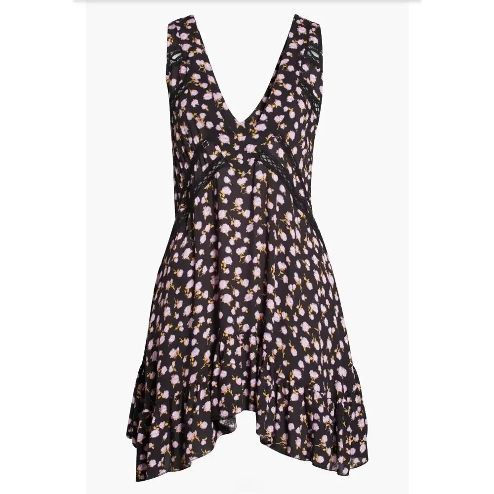 Free People Intimately Free Let It Happen Plunge Neck Mini Dress Retails $88